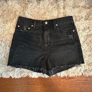 Black denim shorts